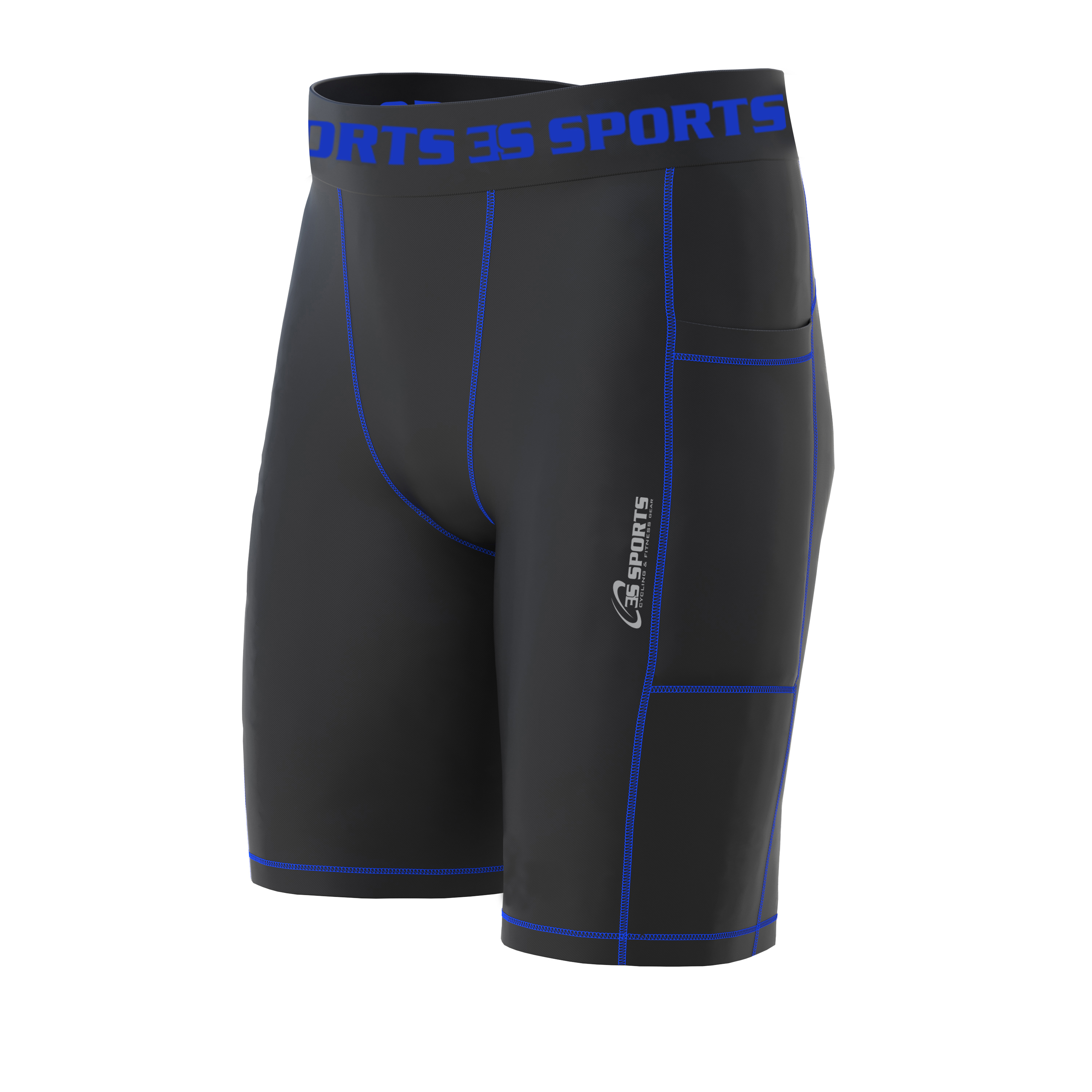 Gym Fitness Compression Wear #Compression Short2_Blue_03